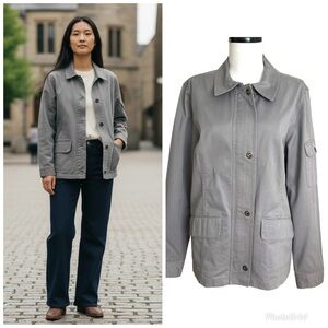 Orvis Chore Barn Jacket sz M Gray Cotton Field Country Ranch Canvas
